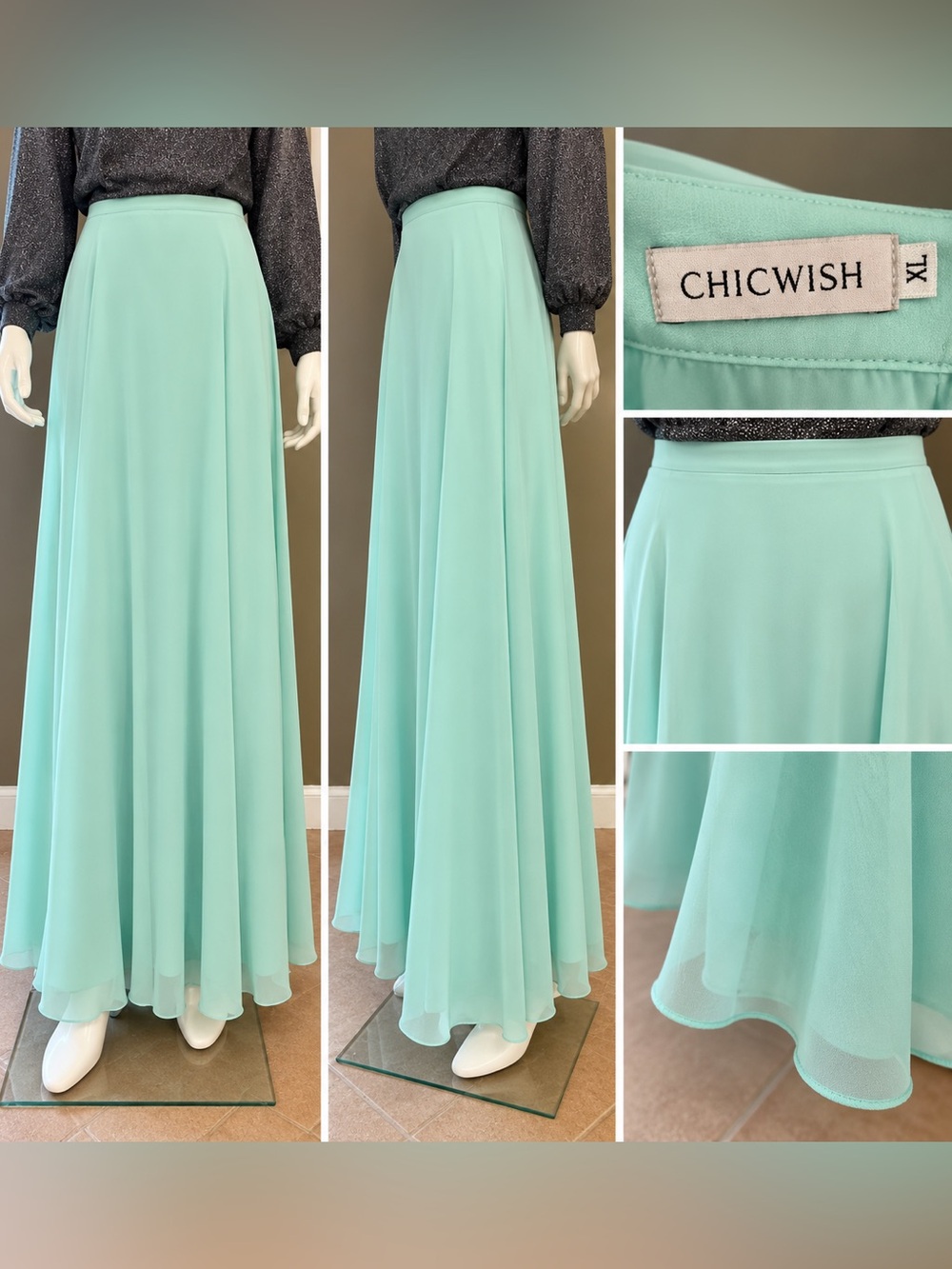 Chicwish Seafoam Maxi Skirt